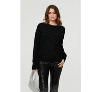 Izabel London Sparkle Detail Relaxed Jumper - M/L - Black