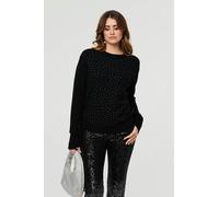 Izabel London Women's Sparkle Detail Relaxed Jumper in Black | Size: S/M Izabel London Black S/M