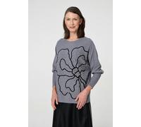 Izabel London Women's Sparkle Floral Trim Batwing Sleeve Top in Grey | Size: 18 Izabel London Grey 18