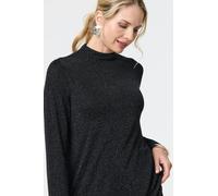 Izabel London Sparkle Knit Long Sleeve High Neck Top - Black - 18