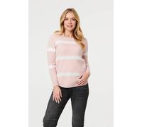 Izabel London Sparkle Striped Long Sleeve Slim Jumper In Pink Pink