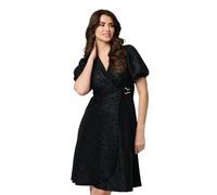 Izabel London Sparkly 1/2 Sleeve Belted Wrap Midi Dress for Women UK with a v-Neck, a wrap Front and Split Hem. Blue