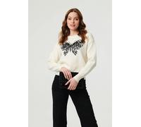 Izabel London Sparkly Butterfly Detail Relaxed Jumper In White White S