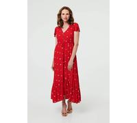 Sparkly Cap Sleeve Tassel Tie Maxi Dress Izabel London Red 14