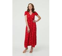 Sparkly Cap Sleeve Tassel Tie Maxi Dress Izabel London Red 12