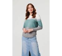 Izabel London Sparkly Colour Block Curve Hem Jumper - 8 - Green