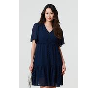 Izabel London Sparkly Dot Print Semi Sheer Short Dress In Blue Blue 10