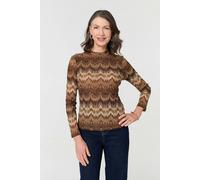 Izabel London Sparkly Embellished High Neck Fitted Top - Brown - 10