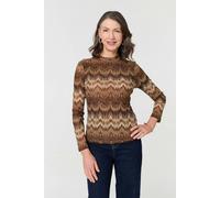 Izabel London Sparkly Embellished High Neck Fitted Top - Brown - 12