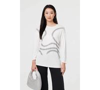 Izabel London Sparkly Embellished Long Sleeve Top In White White M