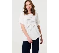 Izabel London Sparkly Embellished Relaxed T-Shirt In White White S/M