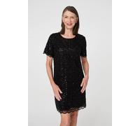 Izabel London Sparkly Embellished Short Shift Dress In Black Black 16