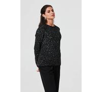 Izabel London Sparkly Embellished Slim Jumper In Black Black M
