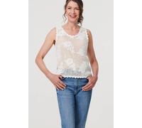 Sparkly Embroidered Mesh Sleeveless Vest Izabel London White L