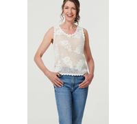 Sparkly Embroidered Mesh Sleeveless Vest Izabel London White L