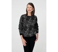 Izabel London Sparkly Floral Contrast Trim Jumper - 8 - Black