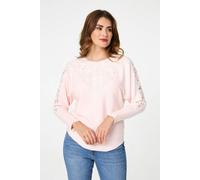 Izabel London Sparkly Lace Embellished Relaxed Jumper - S - Pink
