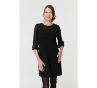 Izabel London Sparkly Mesh Knit 3/4 Sleeve Short Dress - 12 - Black