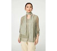 Izabel London Sparkly Mesh Scarf Detail Layered Top - 10 - Khaki