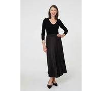 Izabel London Sparkly Pleated High Waist Maxi Skirt - 16 - Black