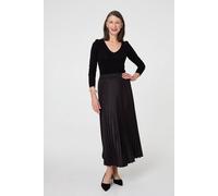 Izabel London Sparkly Pleated High Waist Maxi Skirt In Black Black 14