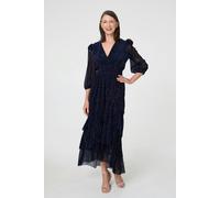 Izabel London Women's Sparkly Semi Sheer Texture Maxi Dress in Navy | Size: 10 Izabel London Navy 10