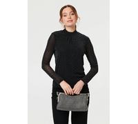 Izabel London Women's Sparkly Semi Sheer Textured Mesh Top in Black | Size: 18 Izabel London Black 18