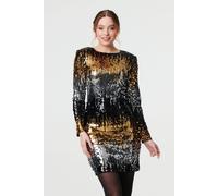 Sparkly Sequin Long Sleeve Mini Dress Izabel London Metallics L