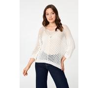 Izabel London Sparkly Sheer Mesh 3/4 Sleeve Top In White White