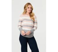 Izabel London Women's Sparkly Striped Print Curve Hem Jumper | Size: 12 Izabel London Multicolor 12