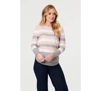 Izabel London Women's Sparkly Striped Print Curve Hem Jumper | Size: 14 Izabel London Multicolor 14