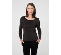 Izabel London Sparkly Textured Slim Fit Knit Top - 16 - Black