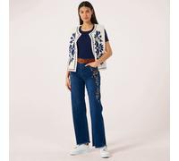 Izabel London Straight Leg Embroidery Detail Jean BLUE SIZE 16