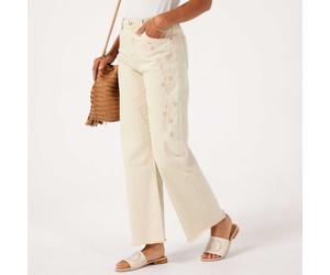 Izabel London Straight Leg Embroidery Detail Jean ECRU SIZE 10