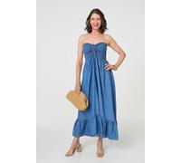 Izabel London Strapless Shirred Frill Hem Maxi Dress - M