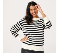 Izabel London Stripe Bow Back Jumper BLACK AND IVORY SIZE 10