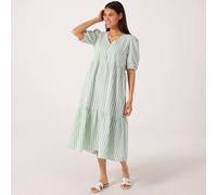 Izabel London Stripe Cotton Midi Dress GREEN STRIPE SIZE 10