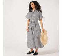 Izabel London Stripe Pleated Waist Midi Dress BROWN SIZE 10