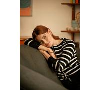 Izabel London Stripe Print Button-Up Knit Cardigan - Black - 14
