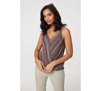 Izabel London Stripe Print Faux Wrap Cami Top In Red Red 8