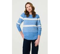 Izabel London Stripe Print Relaxed Curve Hem Jumper - Blue - 10
