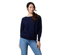 Izabel London Stripe Texture Boat Neck Boxy Fit Jumper for Women UK with a Relaxed fit, Made from Viscose Blend. Navy