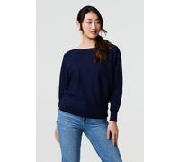 Izabel London Women's Stripe Texture Boat Neck Boxy Fit Jumper in Blue | Size: 8-10 Izabel London Blue 8-10