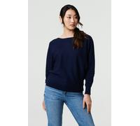 Izabel London Stripe Texture Boat Neck Boxy Fit Jumper for Women UK with a Relaxed fit, Made from Viscose Blend. Navy