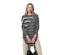Izabel London Striped Asymmetric Long Sleeve Tunic Top - Grey - 10