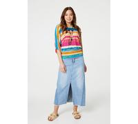 Izabel London Striped Batwing Top With Necklace In Red Red S/M