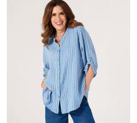 Izabel London Striped Cotton Shirt BLUE SIZE 10