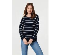 Izabel London Women's Striped Drop Shoulder Long Sleeve Top in Blue | Size: 16 Izabel London Blue 16