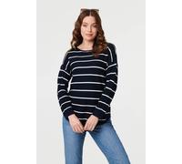 Izabel London Striped Drop Shoulder Long Sleeve Top In Blue Blue