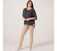 Izabel London Striped Edge Jumper CHARCOAL SIZE 10